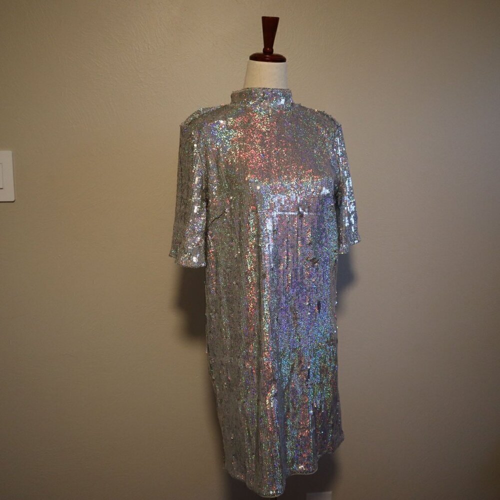 H&M Open Back Sequin Mini Dress Size 8